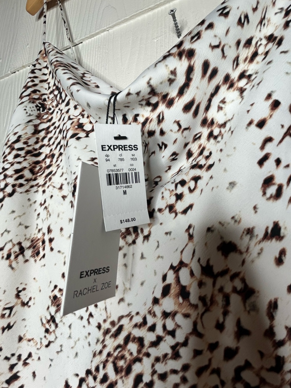 Express White Slip Midi Dress with Brown Spot Print - Picture 3 of 6